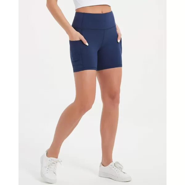 Stelle Women's 8"/ 5" High Waist Biker Shorts Yoga Shorts with Pockets Tummy Control Workout Shorts for Running Gym