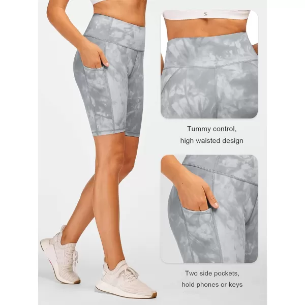 Stelle Women's 8"/ 5" High Waist Biker Shorts Yoga Shorts with Pockets Tummy Control Workout Shorts for Running Gym