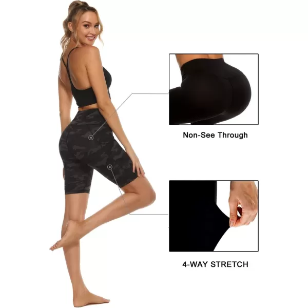 Stelle Women's 8"/ 5" High Waist Biker Shorts Yoga Shorts with Pockets Tummy Control Workout Shorts for Running Gym