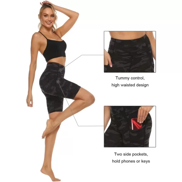 Stelle Women's 8"/ 5" High Waist Biker Shorts Yoga Shorts with Pockets Tummy Control Workout Shorts for Running Gym