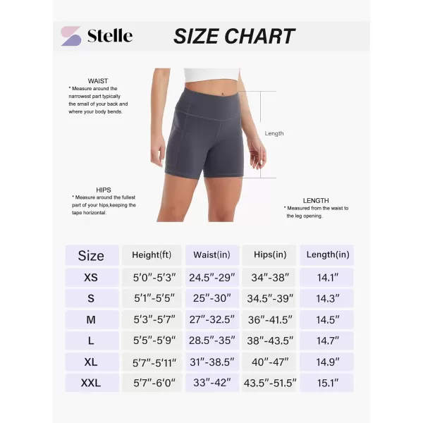 Stelle Women's 8"/ 5" High Waist Biker Shorts Yoga Shorts with Pockets Tummy Control Workout Shorts for Running Gym