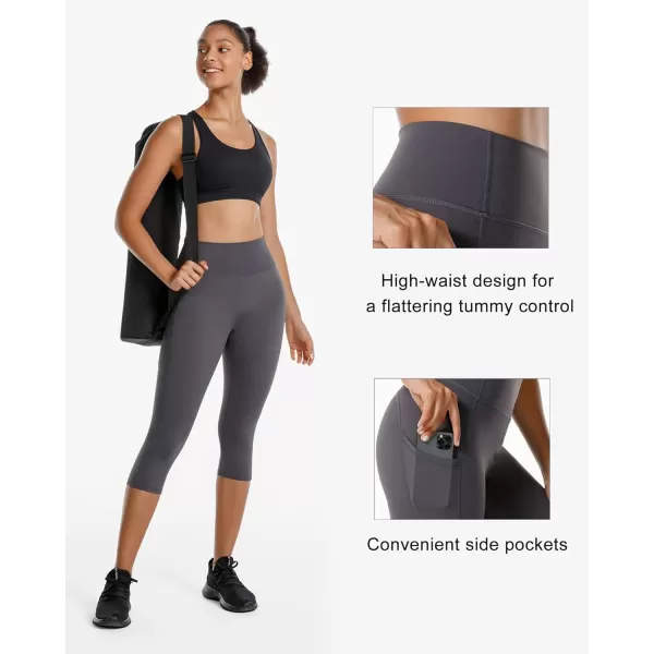 Stelle Women's Capri Yoga Pants with Pockets Essential High Waisted Legging for Workout