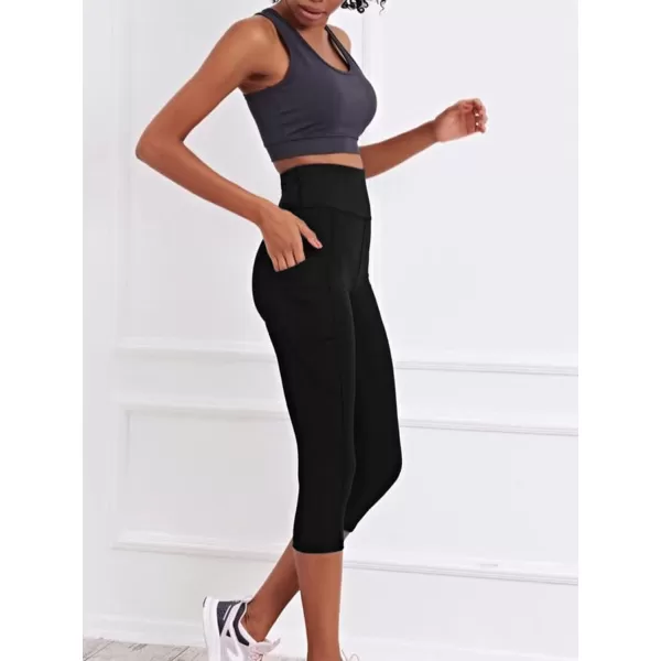 Stelle Women's Capri Yoga Pants with Pockets Essential High Waisted Legging for Workout