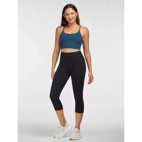 Stelle Women's Capri Yoga Pants with Pockets Essential High Waisted Legging for Workout