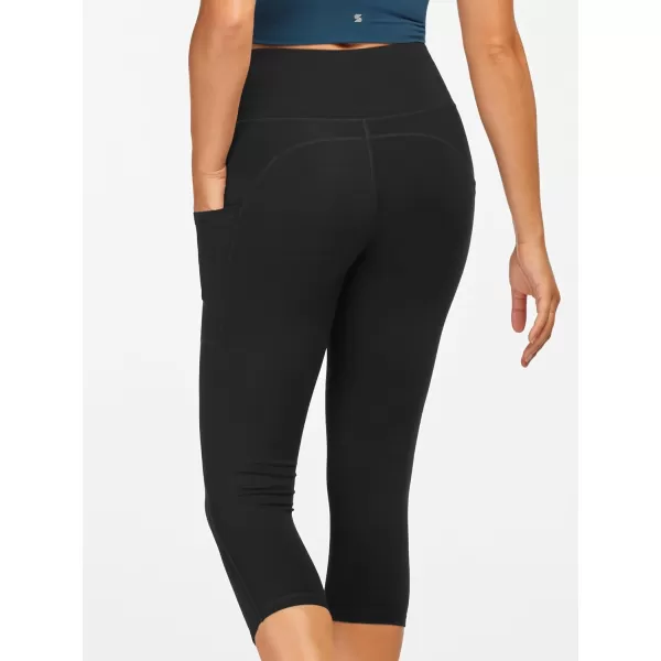 Stelle Women's Capri Yoga Pants with Pockets Essential High Waisted Legging for Workout