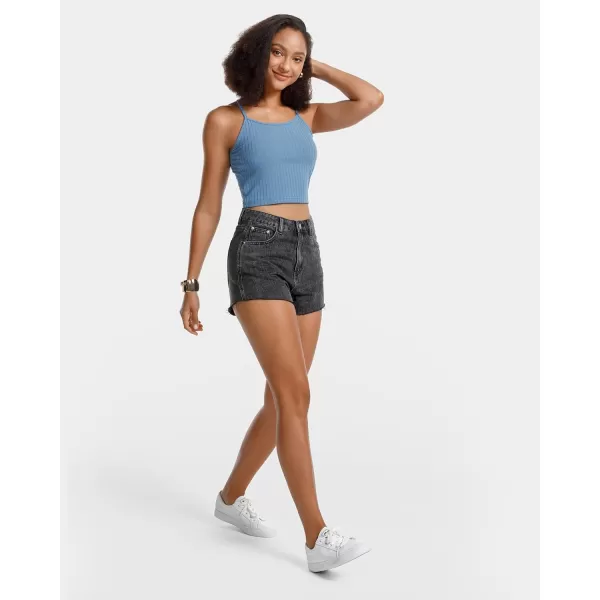 Stelle Women's Crop Top Casual Summer Cami Basic Ribbed Knit Sexy Strappy Top