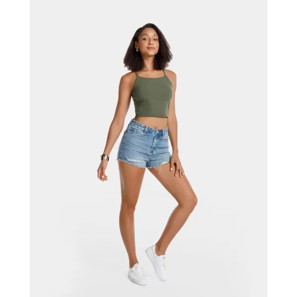 Stelle Women's Crop Top Casual Summer Cami Basic Ribbed Knit Sexy Strappy Top