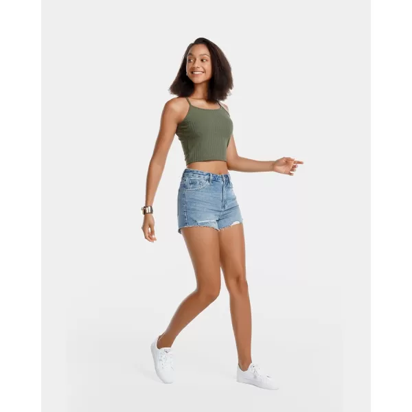 Stelle Women's Crop Top Casual Summer Cami Basic Ribbed Knit Sexy Strappy Top