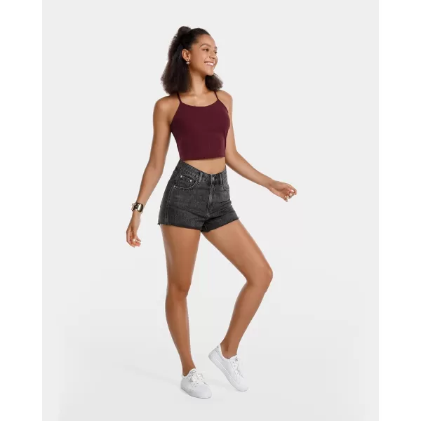 Stelle Women's Crop Top Casual Summer Cami Basic Ribbed Knit Sexy Strappy Top