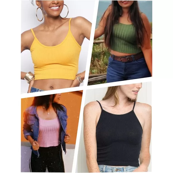 Stelle Women's Crop Top Casual Summer Cami Basic Ribbed Knit Sexy Strappy Top