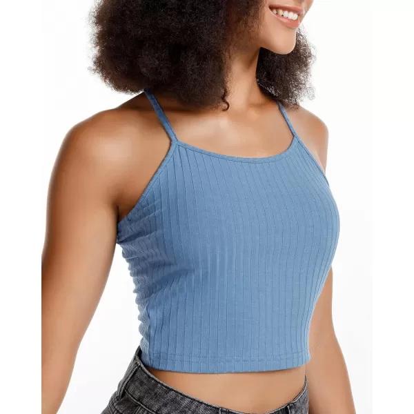 Stelle Women's Crop Top Casual Summer Cami Basic Ribbed Knit Sexy Strappy Top