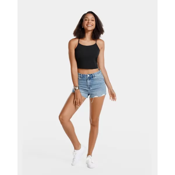 Stelle Women's Crop Top Casual Summer Cami Basic Ribbed Knit Sexy Strappy Top