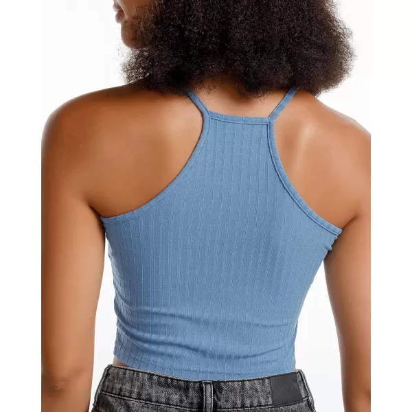 Stelle Women's Crop Top Casual Summer Cami Basic Ribbed Knit Sexy Strappy Top