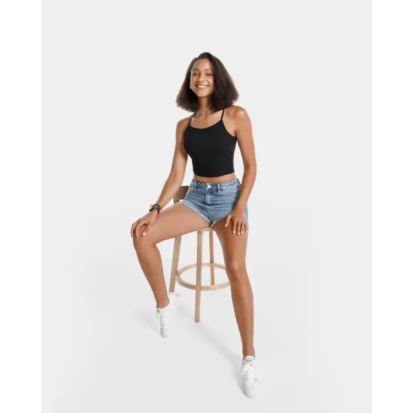Stelle Women's Crop Top Casual Summer Cami Basic Ribbed Knit Sexy Strappy Top