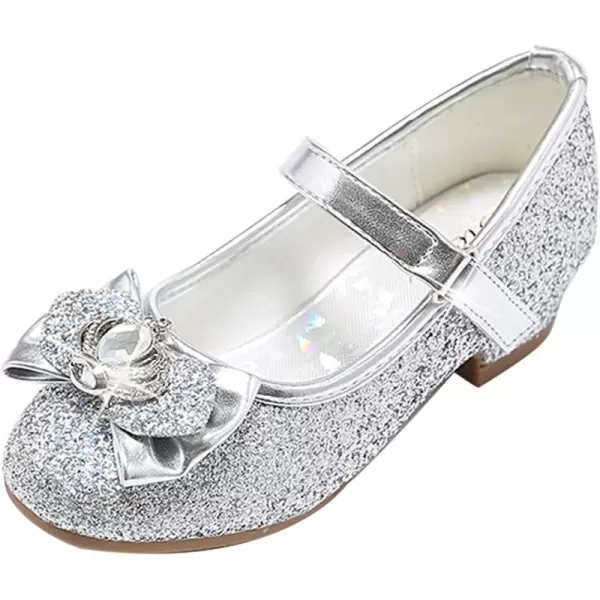 Stelle Girls Dress Shoes Toddler Princess Shoes Glitter Flower Little Girl Flats Mary Jane Low Heels for Party Wedding