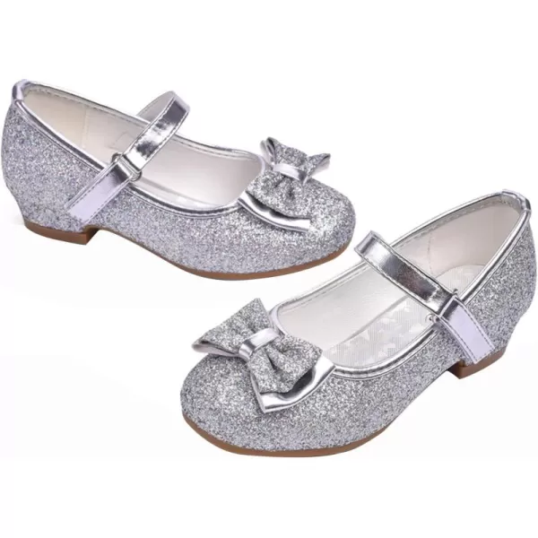 Stelle Girls Dress Shoes Toddler Princess Shoes Glitter Flower Little Girl Flats Mary Jane Low Heels for Party Wedding