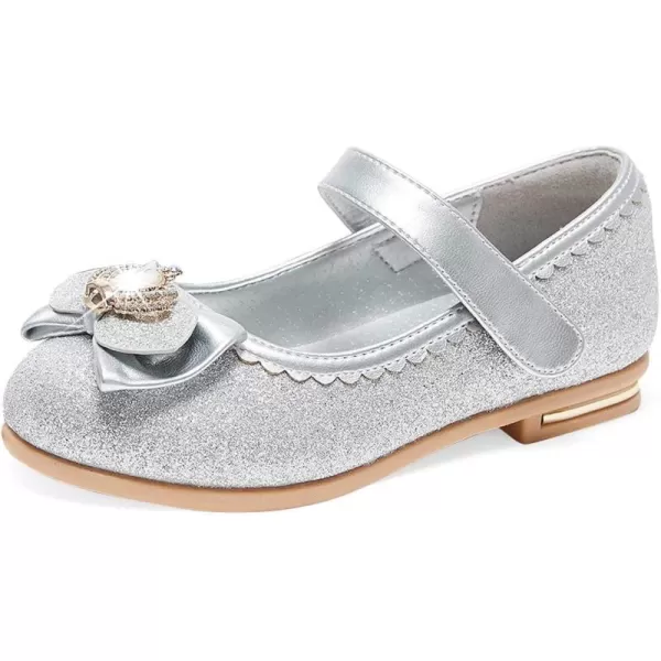 Stelle Girls Dress Shoes Toddler Princess Shoes Glitter Flower Little Girl Flats Mary Jane Low Heels for Party Wedding