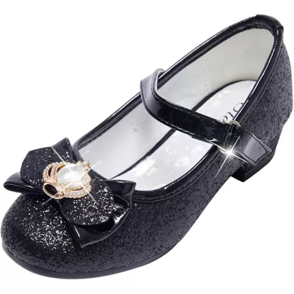Stelle Girls Dress Shoes Toddler Princess Shoes Glitter Flower Little Girl Flats Mary Jane Low Heels for Party Wedding