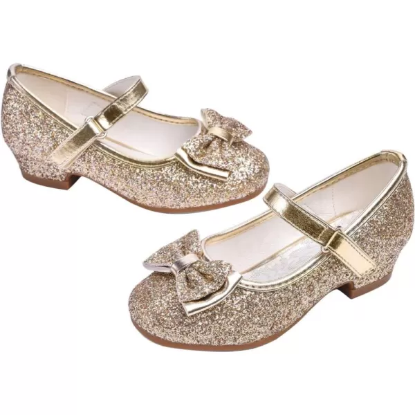 Stelle Girls Dress Shoes Toddler Princess Shoes Glitter Flower Little Girl Flats Mary Jane Low Heels for Party Wedding