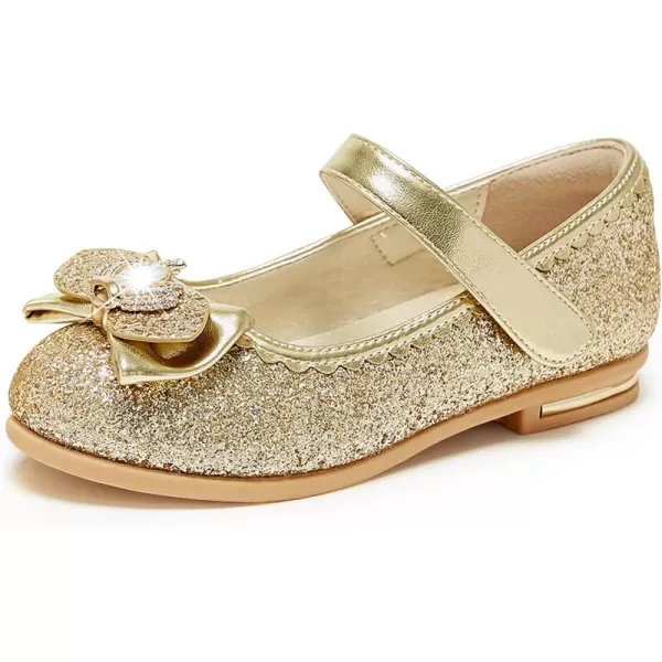 Stelle Girls Dress Shoes Toddler Princess Shoes Glitter Flower Little Girl Flats Mary Jane Low Heels for Party Wedding