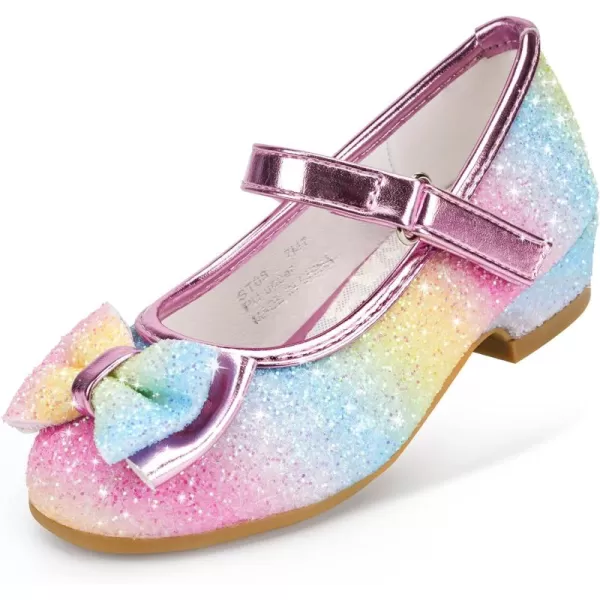 Stelle Girls Dress Shoes Toddler Princess Shoes Glitter Flower Little Girl Flats Mary Jane Low Heels for Party Wedding