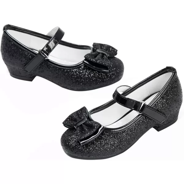 Stelle Girls Dress Shoes Toddler Princess Shoes Glitter Flower Little Girl Flats Mary Jane Low Heels for Party Wedding