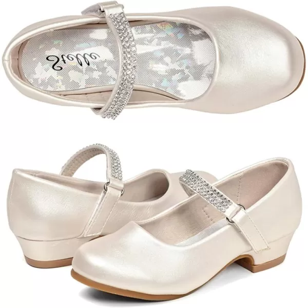 Stelle Girls Dress Shoes Toddler White Communion Easter Low Heels Flower Girl Mary Jane Flats for School Uniform Wedding