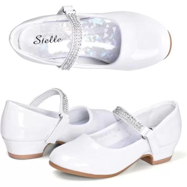 Stelle Girls Dress Shoes Toddler White Communion Easter Low Heels Flower Girl Mary Jane Flats for School Uniform Wedding