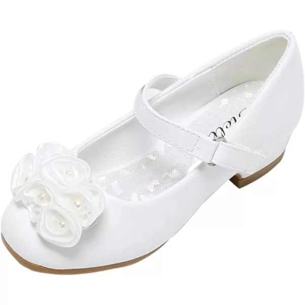 Stelle Girls Dress Shoes White Flower Girl Shoe Toddler Mary Jane Low Heel for Wedding Communion Easter )