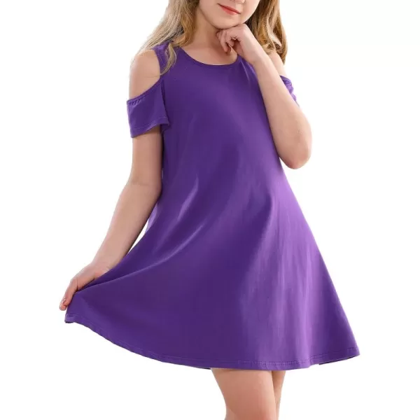 Stelle Girls Dresses Skater Twirly Stretch A-line Toddler Solid Color Plain Kneelength Dress)
