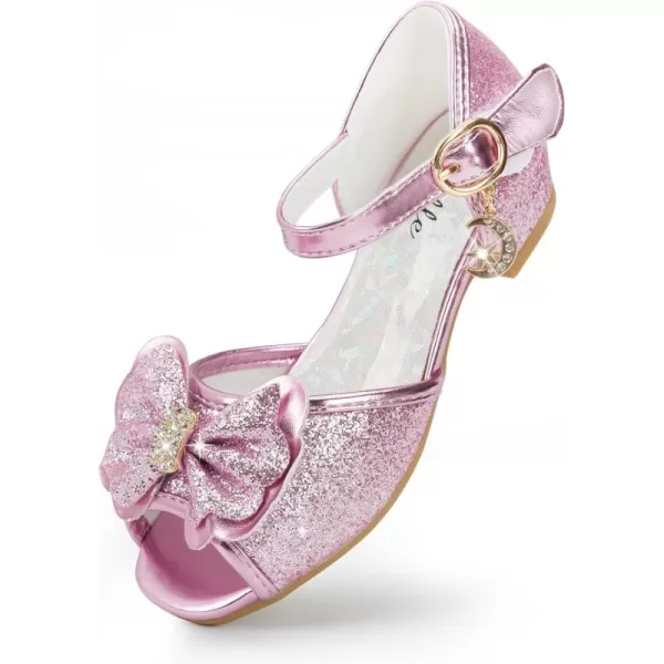 Stelle Girls High Heels White Communion Easter Dress Shoes Toddler Flower Glitter Princess Sandals for Party Wedding