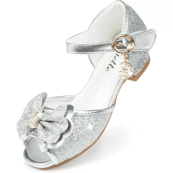 Stelle Girls High Heels White Communion Easter Dress Shoes Toddler Flower Glitter Princess Sandals for Party Wedding