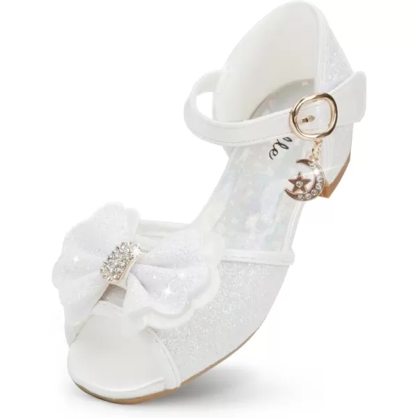 Stelle Girls High Heels White Communion Easter Dress Shoes Toddler Flower Glitter Princess Sandals for Party Wedding