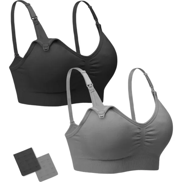 Stelle Nursing Bras Maternity Bra for Breastfeeding Pregnancy Wireless Bralette with Pads, Extenders &amp; Clips