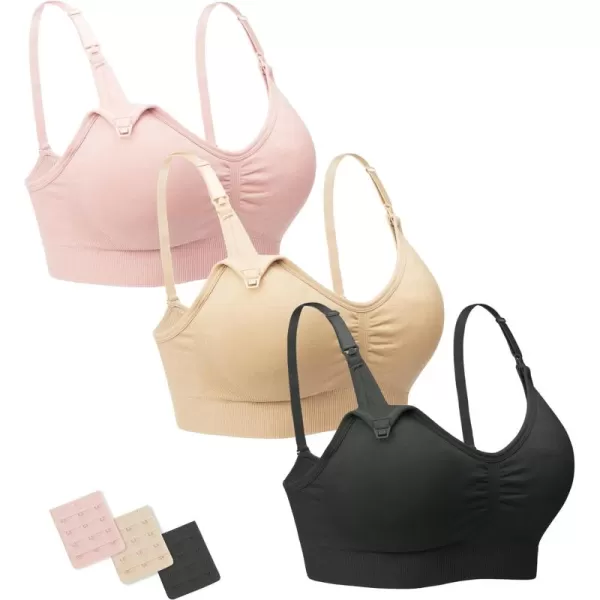 Stelle Nursing Bras Maternity Bra for Breastfeeding Pregnancy Wireless Bralette with Pads, Extenders &amp; Clips