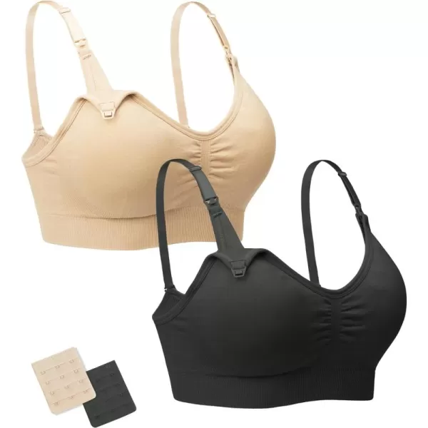 Stelle Nursing Bras Maternity Bra for Breastfeeding Pregnancy Wireless Bralette with Pads, Extenders &amp; Clips