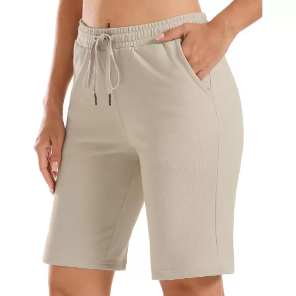 Stelle Women's 7"/ 10" Bermuda Shorts Long Comfy Cotton Sweat Shorts Summer Knee Length Lounge Shorts with Deep Pockets