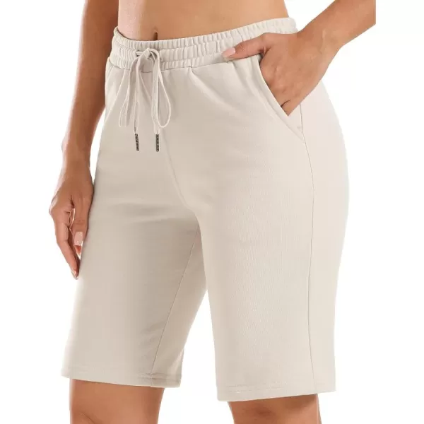 Stelle Women's 7"/ 10" Bermuda Shorts Long Comfy Cotton Sweat Shorts Summer Knee Length Lounge Shorts with Deep Pockets