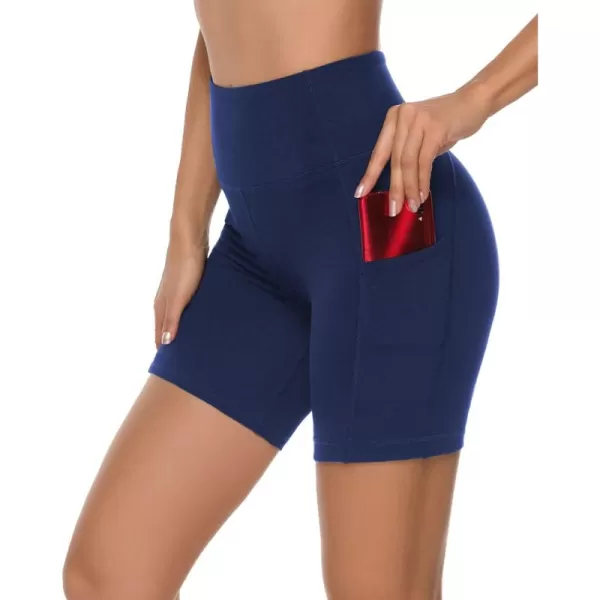 Stelle Women's 8"/ 5" High Waist Biker Shorts Yoga Shorts with Pockets Tummy Control Workout Shorts for Running Gym
