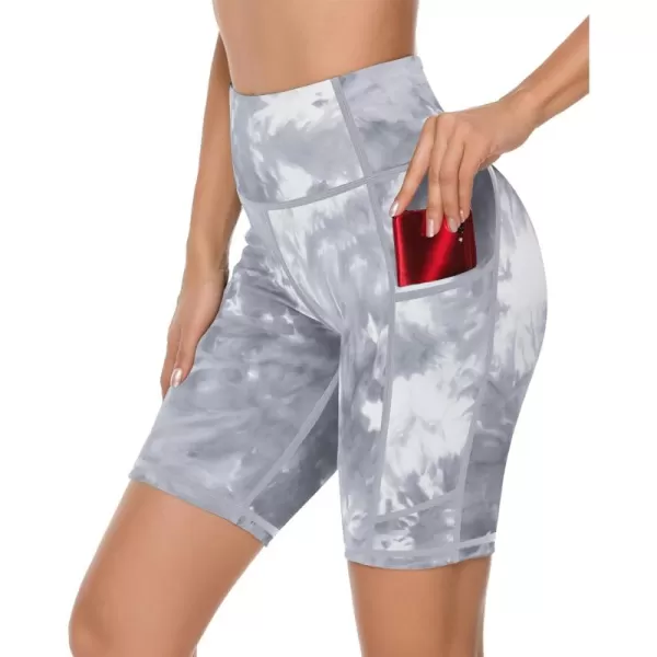 Stelle Women's 8"/ 5" High Waist Biker Shorts Yoga Shorts with Pockets Tummy Control Workout Shorts for Running Gym