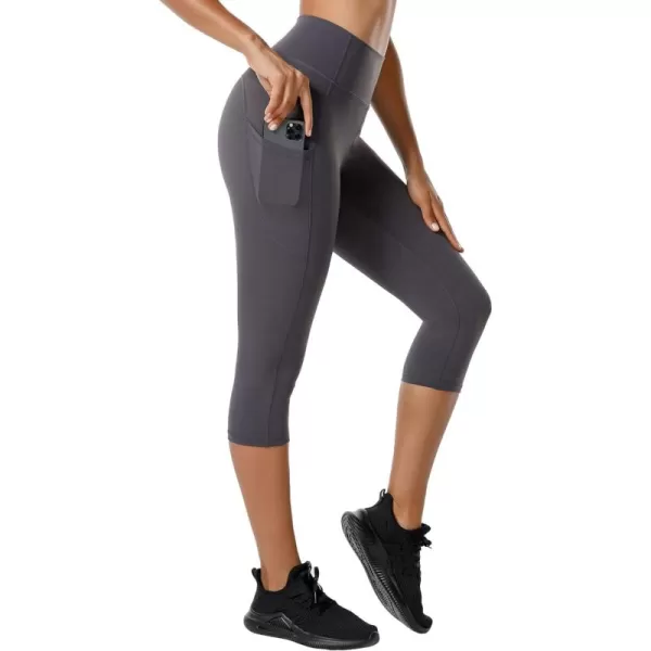 Stelle Women's Capri Yoga Pants with Pockets Essential High Waisted Legging for Workout