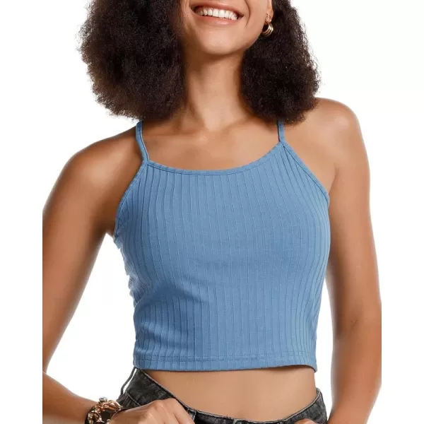 Stelle Women's Crop Top Casual Summer Cami Basic Ribbed Knit Sexy Strappy Top