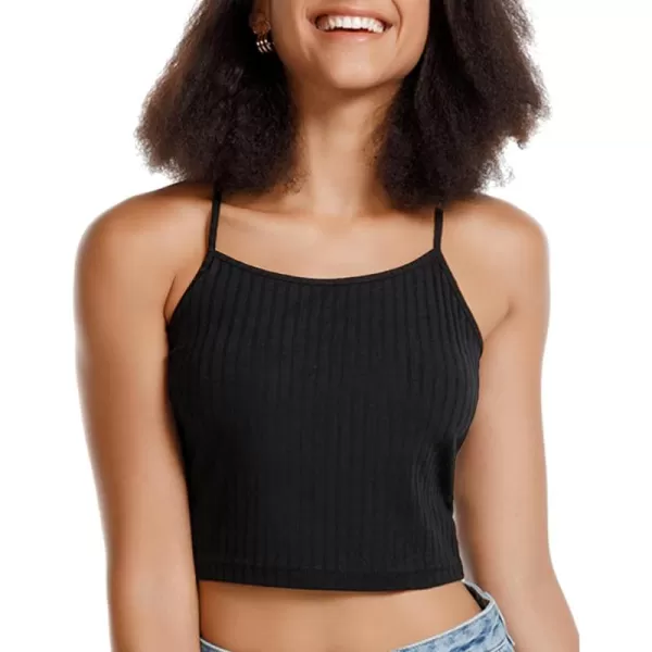 Stelle Women's Crop Top Casual Summer Cami Basic Ribbed Knit Sexy Strappy Top
