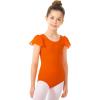 imageStelle Girls Ballet Leotards Black Dance Leotards Ruffle Short Sleeve Gymnastics Outfits ToddlerLittle KidBig kidOrange