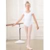imageStelle Girls Ballet Leotards Black Dance Leotards Ruffle Short Sleeve Gymnastics Outfits ToddlerLittle KidBig kidWhite