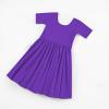 imageStelle Girls Dresses Skater Twirly Stretch Aline Toddler Solid Color Plain Kneelength DressA02purple Without Pocket