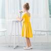 imageStelle Girls Dresses Skater Twirly Stretch Aline Toddler Solid Color Plain Kneelength DressA02yellow Without Pocket