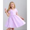 imageStelle Girls Dresses Skater Twirly Stretch Aline Toddler Solid Color Plain Kneelength DressA19lavender With Pocket