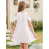 imageStelle Girls Dresses Skater Twirly Stretch Aline Toddler Solid Color Plain Kneelength DressCd001white Cold Shoulder
