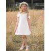 imageStelle Girls Dresses Skater Twirly Stretch Aline Toddler Solid Color Plain Kneelength DressCd001white Cold Shoulder